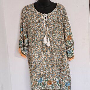 Halife Bohemian Short Sleeve Ethnic Style Short Dress NWT Misses 2XL